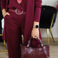 Elegant Lange Cardigan & Top & Broek 3-Delige Set