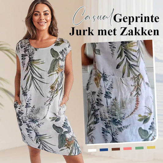 🌷2025 Hete verkoop - 62%korting🍀Jurk met ronde hals en botanische print voor dames