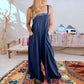 ⏳Beperkte tijd 50% korting!💥 💝Mouwloze jumpsuit met wijde pijpen en zakken voor dames