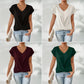 🎉Speciale prijs🎉👚Casual t-shirt met korte mouwen en elegante v-hals plooien