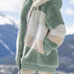 2025 Winterjack van pluche met colorblock-capuchon en zakken voor dames