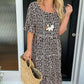 🌸Midi-jurk met ronde hals en stippenprint