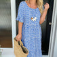 🌸Midi-jurk met ronde hals en stippenprint