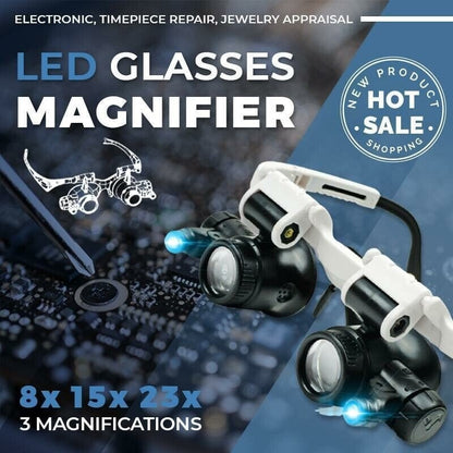 (🔥Hot sale 🔥49% OFF)LED Glasses Magnifier 8x 15x 23x