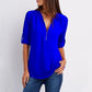🔥2024 Summer New Arrivals🎉Plus Size Loose  3/4 Sleeve Zipper Blouse