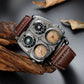 Steampunk Dual Time Zone Quartz Horloge voor heren