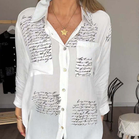 🎁Hot Sale 50% OFF⏳Women's Long Sleeve Print Fashion Lapel Shirt