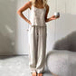 Dames Effen Spaghettibandjes Top en Lange Broek Set