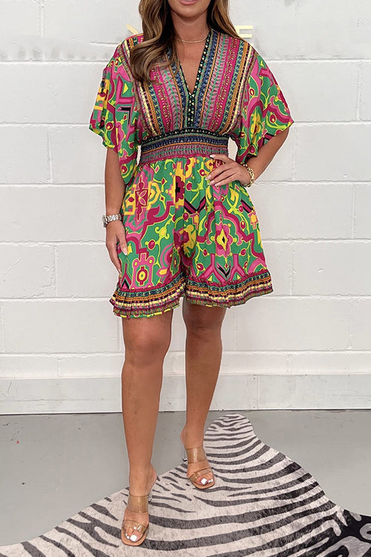 Plant Bold Printed Casual Romper🌸Up to 50% off🔥