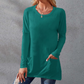 Women Casual Long Sleeve T-Shirt with Round Neck Pocket