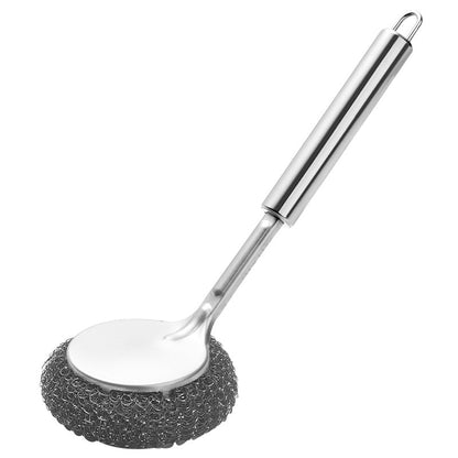 Multi-Purpose Stainless Steel Scrub Brush with Handle