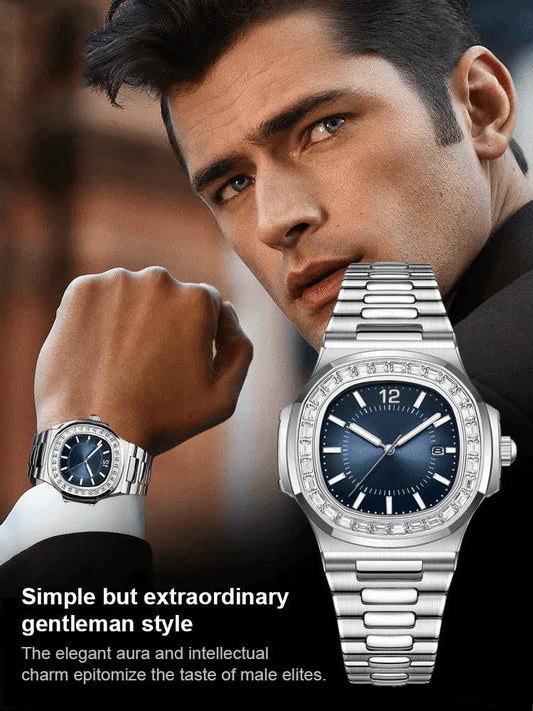 British Style Square Luxury Waterproof Quartz Watch for Men