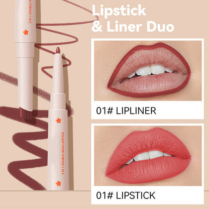 Long-Lasting Double Head Lipstick & Lip Liner