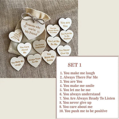 🎁Why You Are My Friend Wooden Box And Heart Tokens