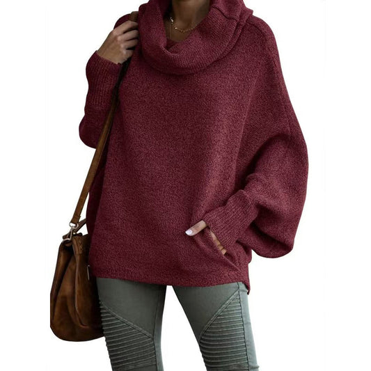 －69％！Women's Batwing Cowl Neck Sweater with Pocket