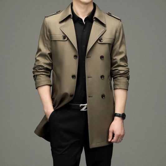 🎁2025 New British Style Men's Double Breasted Trench Coat Jacket 💖New Year's Gift-50% Off