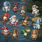 Houten kerstboom ornamenten set (12 stuks)