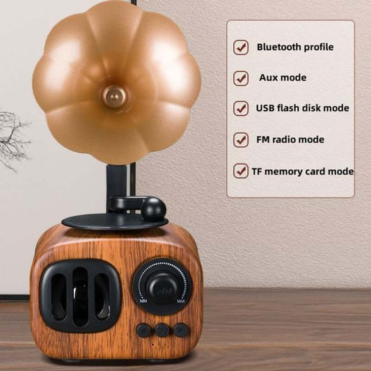 Retro Wooden Phonograph Bluetooth Speaker