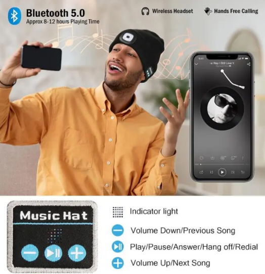 【 ⏳Laatste dag uitverkoop -50% korting🎉】❄️3 in 1 Bluetooth hoofdtelefoon gebreide muts🧶🎵