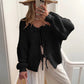 Gunilla gebreid vest met stropdas details