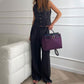 Casual 2-Delige Set voor Dames: Mouwloos Vest met V-hals en Broek met Wijde Pijpen