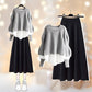 👗[beste cadeau] Dames Gebreide Set met Trui en Rok (Trui & Rok)
