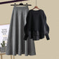👗[beste cadeau] Dames Gebreide Set met Trui en Rok (Trui & Rok)