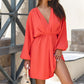 Charmante Lange Mouwen V-hals Taille Jurk