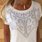 ⏳Beperkte tijd 50% korting!💥 💞Effen dames-T-shirt met korte mouwen, hot print en gerafelde zoom