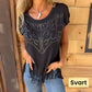 ⏳Beperkte tijd 50% korting!💥 💞Effen dames-T-shirt met korte mouwen, hot print en gerafelde zoom