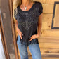 ⏳Beperkte tijd 50% korting!💥 💞Effen dames-T-shirt met korte mouwen, hot print en gerafelde zoom