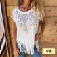 ⏳Beperkte tijd 50% korting!💥 💞Effen dames-T-shirt met korte mouwen, hot print en gerafelde zoom