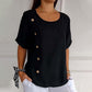 ⏳Beperkte tijd 50% korting!💥 Blouse met ronde hals en zijknopen voor vrouwen