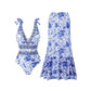 ⏳Beperkte tijd 50% Women's Fashion Tie-Shoulder Printed One Piece Swimsuit and Skirt