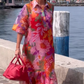 💕2025 Hot Sale 49% UIT🔥Rode jurk van chiffon met bloemenprint