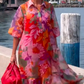 💕2025 Hot Sale 49% UIT🔥Rode jurk van chiffon met bloemenprint