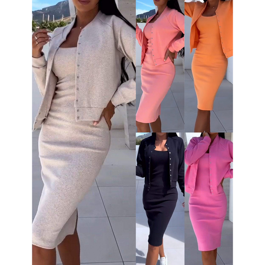 🔥2025 Hot Sale🔥Spaghettibandjes bodycon jurk en jasje set