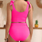 ⏳Beperkte tijd 50% korting💥 Bikini-set: Bikinitop met strikschouderbandjes en corrigerende slip met hoge taille