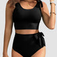 ⏳Beperkte tijd 50% korting💥 Bikini-set: Bikinitop met strikschouderbandjes en corrigerende slip met hoge taille