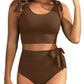 ⏳Beperkte tijd 50% korting💥 Bikini-set: Bikinitop met strikschouderbandjes en corrigerende slip met hoge taille