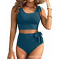 ⏳Beperkte tijd 50% korting💥 Bikini-set: Bikinitop met strikschouderbandjes en corrigerende slip met hoge taille