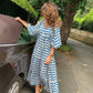 🎉Laatste dag voor kortingen van beperkte duur🎉Dames elegante maxi-jurk met pofmouwen, bloemenprint en boho-stijl