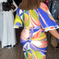 Dames midi-jurk met diepe V-hals en trekkoord