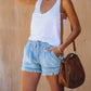 🌞🍃Denim shorts met hoge taille en trekkoord