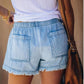🌞🍃Denim shorts met hoge taille en trekkoord