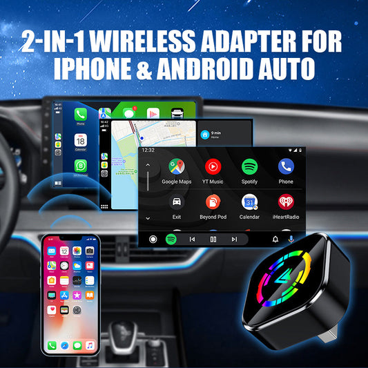 2-in-1 Draadloze Adapter voor iPhone en Android Auto