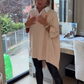 Dames top met lange mouwen en overhemdkraag